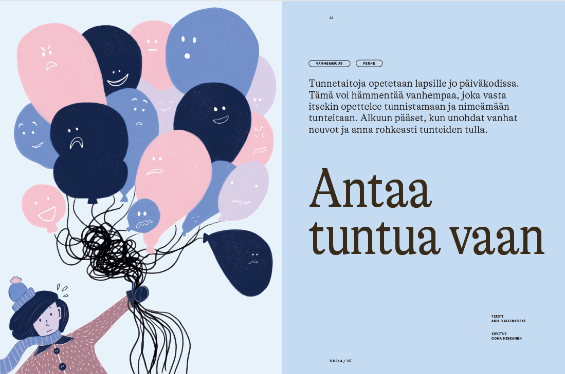 Antaa tuntua vaan -jutun aukeaman kuva.